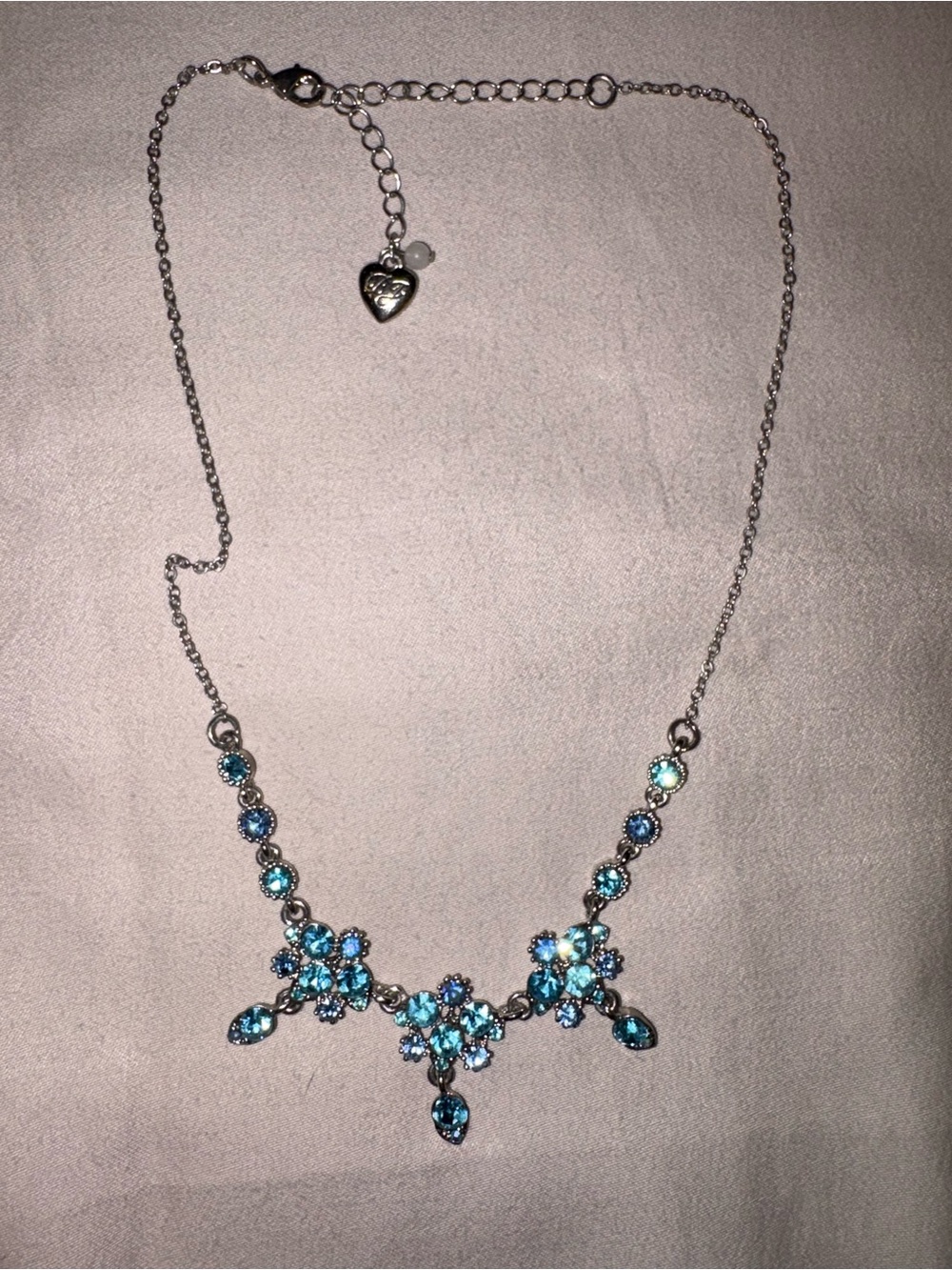 Betsey Johnson Blue Crystal Floral Bib Necklace